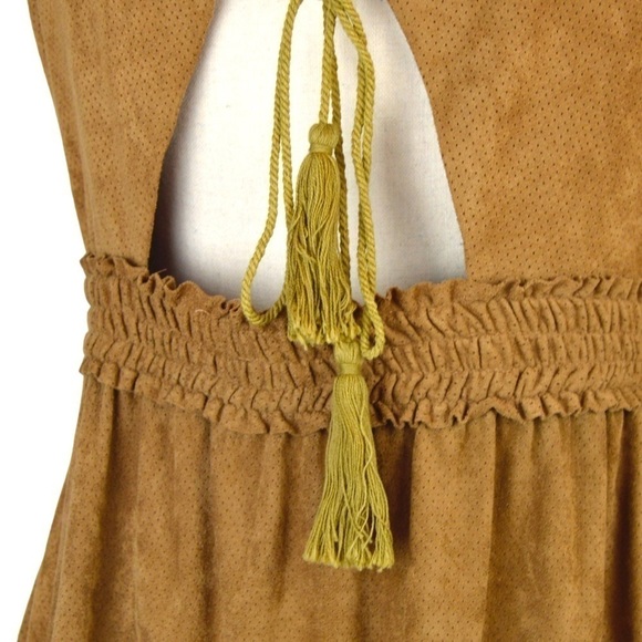 THE KORNER Faux Suede Spaghetti Strap Dress, Size Small - Picture 6 of 9